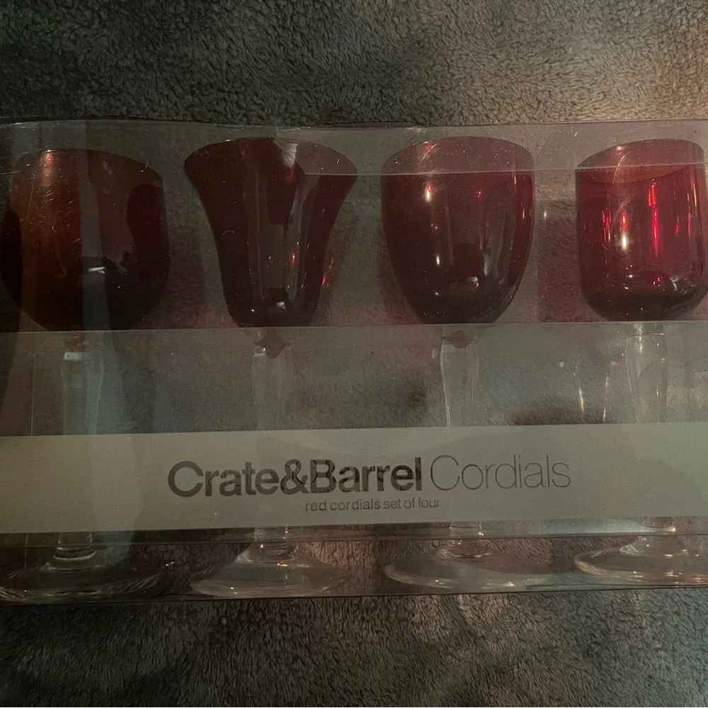 Crate & Barrel Red Cordial Glasses Set